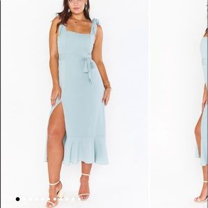 Show me your MuMu; Claire Midi Dress; Silver Sage Crisp; Size Medium